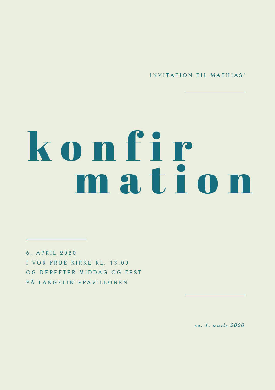 Invitationer - Mathias Konfirmationsinvitation